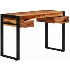 HAPPYSHOPPING Bureau Avec 2 Tiroirs 110x50x77 Cm Bois Solide De Sesham -France Bureau Soldes 2022 39703528 3