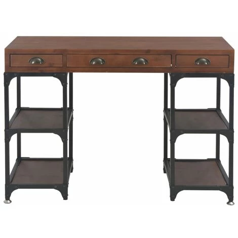 HAPPYSHOPPING Bureau Avec 3 Tiroirs 110x50x78 Cm Bois De Sapin Massif 4 HAPPYSHOPPING Bureau Avec 3 Tiroirs 110x50x78 Cm Bois De Sapin Massif – Image 2