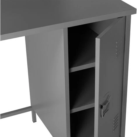 IDMARKET Bureau 1 Porte ESTEL En Métal Gris Foncé - Gris 6 IDMARKET Bureau 1 Porte ESTEL En Métal Gris Foncé - Gris – Image 4