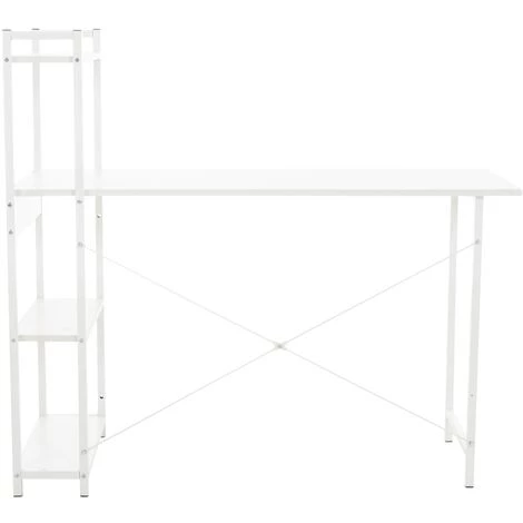 CLP Bureau Poe Avec Plateau En MDF Cadre En Tubes D'acier Et Colonne De Rangement Blanc 4 CLP Bureau Poe Avec Plateau En MDF Cadre En Tubes D'acier Et Colonne De Rangement Blanc – Image 2