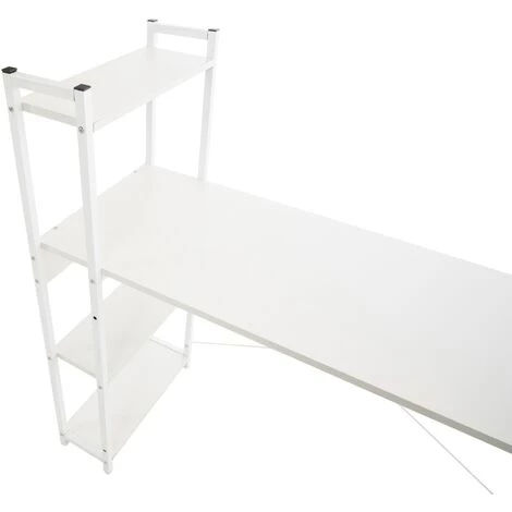 CLP Bureau Poe Avec Plateau En MDF Cadre En Tubes D'acier Et Colonne De Rangement Blanc 6 CLP Bureau Poe Avec Plateau En MDF Cadre En Tubes D'acier Et Colonne De Rangement Blanc – Image 4