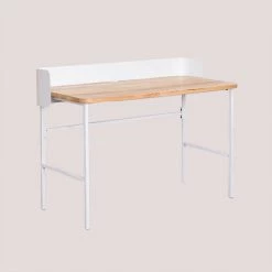 Bureau En Bois Et Métal Verthia SKLUM Bois De Manguiers - Fer - Blanc