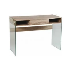 M-S Bureau 1 Tiroir Et 2 Niches En Bois Et Verre