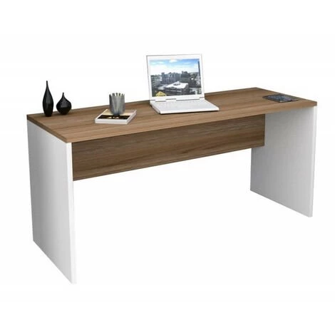 BEAUX MEUBLES PAS CHERS Bureau 163 Cm Blanc Et Châtaignier 3 BEAUX MEUBLES PAS CHERS Bureau 163 Cm Blanc Et Châtaignier