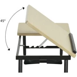 MEUBLES COSY Petite Table De Travail Table De Lit Mobile Supporte D'ordinateur Portable Pliable Hauteur Réglable Plateau Finition Chêne Piètement Noir Métal -France Bureau Soldes 2022 40195018 4