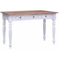 HAPPYSHOPPING Bureau Et Tiroirs Blanc 117x57x75cm Bois De Recuperation Massif