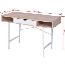 VidaXL Bureau Avec 1 Compartiment Chêne Et Blanc - Multicolore -France Bureau Soldes 2022 4020428 5