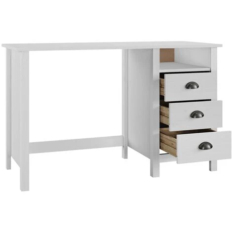 HAPPYSHOPPING Bureau Hill Range Avec 3 Tiroirs 120x50x74 Cm Pin Solide 6 HAPPYSHOPPING Bureau Hill Range Avec 3 Tiroirs 120x50x74 Cm Pin Solide – Image 4