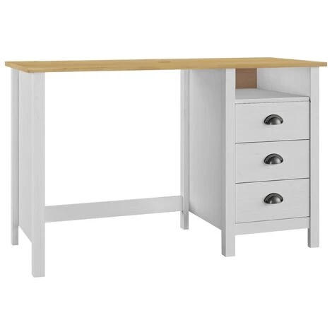 HAPPYSHOPPING Bureau Hill Range Avec 3 Tiroirs 120x50x74 Cm Pin Solide 3 HAPPYSHOPPING Bureau Hill Range Avec 3 Tiroirs 120x50x74 Cm Pin Solide