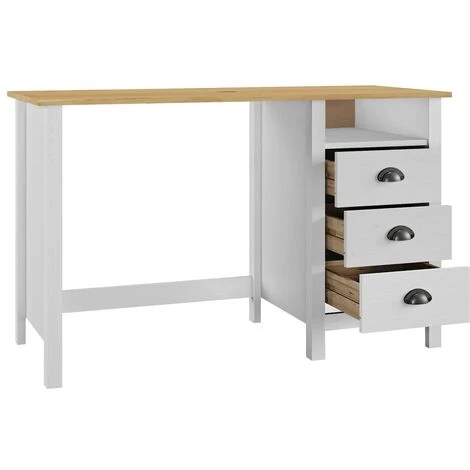 HAPPYSHOPPING Bureau Hill Range Avec 3 Tiroirs 120x50x74 Cm Pin Solide 6 HAPPYSHOPPING Bureau Hill Range Avec 3 Tiroirs 120x50x74 Cm Pin Solide – Image 4