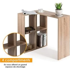 GOPLUS Bureau Informatique En Forme De L, Table D'angle Pour L'Ordinateur En Bois Avec 4 Compartiments, Table D’étude, Montage Simple, Pour Bureau, Salle D’étude, Salon 90 X 60 X 75CM -France Bureau Soldes 2022 40243187 3