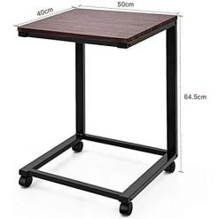 GOPLUS Table De Lit à Roulettes Verrouillables Pour Ordinateur Portable Mobile Multifonctionnelle PC En Bois MDF + Fer 50 X 40 X 64,5 Cm Couleur Noyer (Noir) -France Bureau Soldes 2022 40243432 3