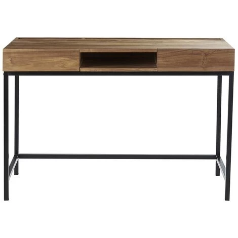 BOIS DESSUS BOIS DESSOUS Bureau En Bois De Teck Et Métal 120 - Marron 4 BOIS DESSUS BOIS DESSOUS Bureau En Bois De Teck Et Métal 120 - Marron – Image 2