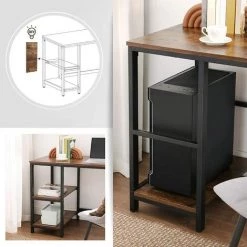 KEEPBUYING KEEP Bureau D'ordinateur Industriel 2 Etagères Supports Armature Metallique Table D'ordinadeur 120*60*75cm -France Bureau Soldes 2022 40247463 4