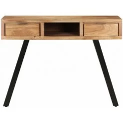 HAPPYSHOPPING Bureau 110x50x75 Cm Bois D'acacia Solide Avec Bord Naturel -France Bureau Soldes 2022 40274189 4