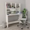 HAPPYSHOPPING Bureau Avec Etageres Blanc 110 X 45 X 157 Cm Agglomere
