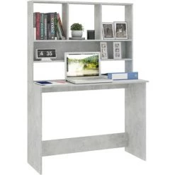 HAPPYSHOPPING Bureau Avec Etageres Gris Beton 110 X 45 X 157 Cm Agglomere -France Bureau Soldes 2022 40283067 3