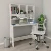 HAPPYSHOPPING Bureau Avec Etageres Blanc Brillant 110 X 45 X 157 Cm Agglomere
