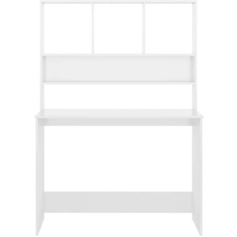 HAPPYSHOPPING Bureau Avec Etageres Blanc Brillant 110 X 45 X 157 Cm Agglomere 6 HAPPYSHOPPING Bureau Avec Etageres Blanc Brillant 110 X 45 X 157 Cm Agglomere – Image 4