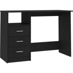 HAPPYSHOPPING Bureau Avec Tiroirs Noir 110x50x76 Cm Agglomere -France Bureau Soldes 2022 40283543 2