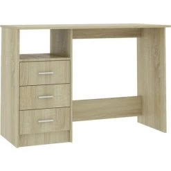 HAPPYSHOPPING Bureau Avec Tiroirs Chene Sonoma 110x50x76 Cm Agglomere -France Bureau Soldes 2022 40283565 2