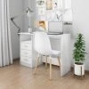 HAPPYSHOPPING Bureau Avec Tiroirs Blanc Brillant 110x50x76 Cm Agglomere