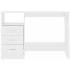 HAPPYSHOPPING Bureau Avec Tiroirs Blanc Brillant 110x50x76 Cm Agglomere -France Bureau Soldes 2022 40283587 4