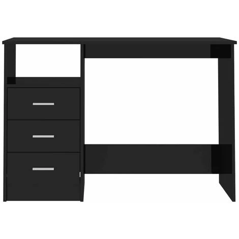 HAPPYSHOPPING Bureau Avec Tiroirs Noir Brillant 110x50x76 Cm Agglomere 6 HAPPYSHOPPING Bureau Avec Tiroirs Noir Brillant 110x50x76 Cm Agglomere – Image 4