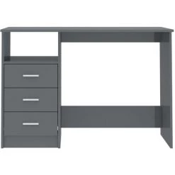 HAPPYSHOPPING Bureau Avec Tiroirs Gris Brillant 110x50x76 Cm Agglomere -France Bureau Soldes 2022 40283609 4