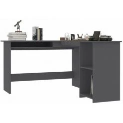 HAPPYSHOPPING Bureau D'angle En Forme De L Gris 120x140x75 Cm Agglomere -France Bureau Soldes 2022 40283742 3