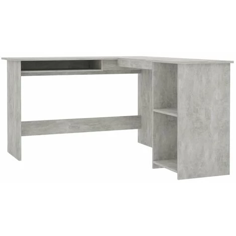 HAPPYSHOPPING Bureau D'angle En Forme De L Gris Beton 120x140x75 Cm Agglomere 4 HAPPYSHOPPING Bureau D'angle En Forme De L Gris Beton 120x140x75 Cm Agglomere – Image 2