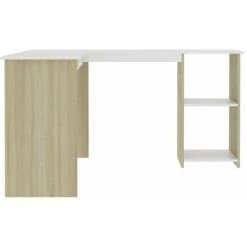 HAPPYSHOPPING Bureau D'angle En Forme De L Blanc Chene Sonoma 120x140x75 Cm 11 HAPPYSHOPPING Bureau D'angle En Forme De L Blanc Chene Sonoma 120x140x75 Cm -France Bureau Soldes 2022 40283773 5