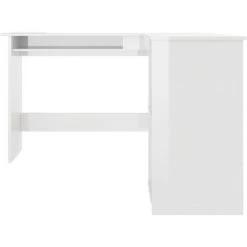 HAPPYSHOPPING Bureau D'angle Forme De L Blanc Brillant 120x140x75cm Agglomere -France Bureau Soldes 2022 40283782 4
