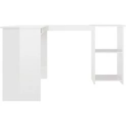 HAPPYSHOPPING Bureau D'angle Forme De L Blanc Brillant 120x140x75cm Agglomere -France Bureau Soldes 2022 40283782 5
