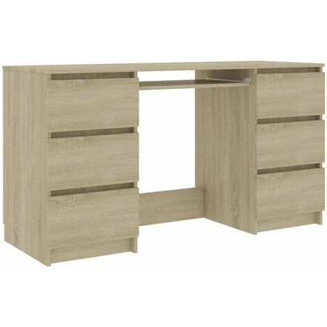 HAPPYSHOPPING Bureau Chene Sonoma 140x50x77 Cm Agglomere 4 HAPPYSHOPPING Bureau Chene Sonoma 140x50x77 Cm Agglomere – Image 2