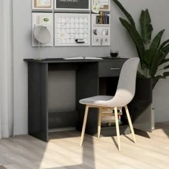 HAPPYSHOPPING Bureau Gris Brillant 100 X 50 X 76 Cm Agglomere -France Bureau Soldes 2022 40284114 3