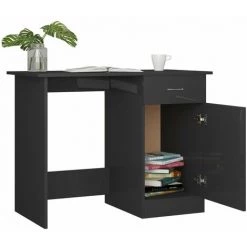 HAPPYSHOPPING Bureau Gris Brillant 100 X 50 X 76 Cm Agglomere -France Bureau Soldes 2022 40284114 5