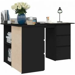 HAPPYSHOPPING Bureau D'angle Noir 145x100x76 Cm Agglomere -France Bureau Soldes 2022 40284138 4