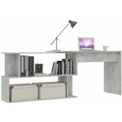 HAPPYSHOPPING Bureau D'angle Gris Beton 200x50x76 Cm Agglomere 9 HAPPYSHOPPING Bureau D'angle Gris Beton 200x50x76 Cm Agglomere -France Bureau Soldes 2022 40284258 3