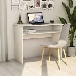 HAPPYSHOPPING Bureau Blanc 90x50x74 Cm Agglomere