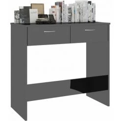 HAPPYSHOPPING Bureau Noir Brillant 80x40x75 Cm Agglomere -France Bureau Soldes 2022 40284977 3