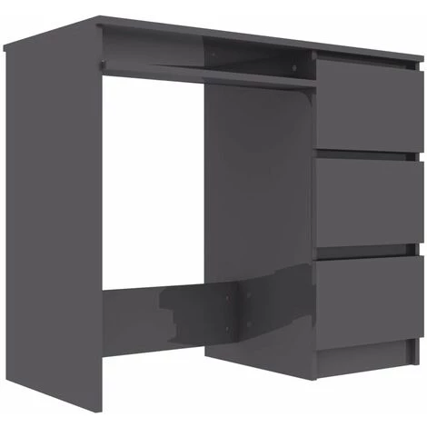 HAPPYSHOPPING Bureau Gris Brillant 90x45x76 Cm Agglomere 4 HAPPYSHOPPING Bureau Gris Brillant 90x45x76 Cm Agglomere – Image 2