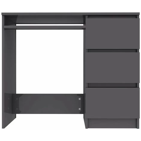 HAPPYSHOPPING Bureau Gris Brillant 90x45x76 Cm Agglomere 6 HAPPYSHOPPING Bureau Gris Brillant 90x45x76 Cm Agglomere – Image 4