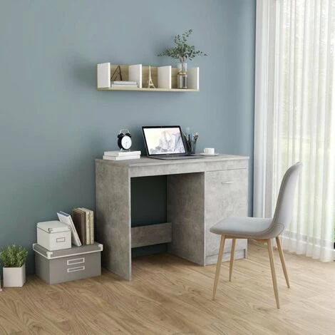 HAPPYSHOPPING Bureau Gris Beton 100x50x76 Cm Agglomere 3 HAPPYSHOPPING Bureau Gris Beton 100x50x76 Cm Agglomere