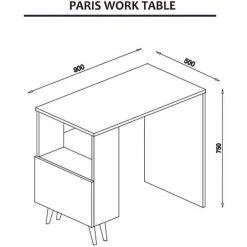 HOME MANIA Bureau D'ordinateur Paris 90x50x75 Cm Blanc Et Chêne Homemania -France Bureau Soldes 2022 40453395 4