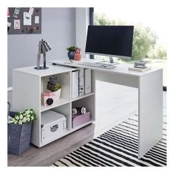 M&S Bureau D'angle Avec Rangements 117x88x75,5 Cm Blanc