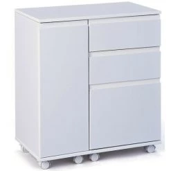 LES TENDANCES Bureau Extensible 1 Porte 3 Tiroirs Laqué Blanc Elias -France Bureau Soldes 2022 40640106 2