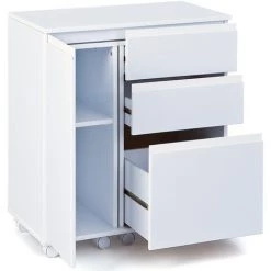 LES TENDANCES Bureau Extensible 1 Porte 3 Tiroirs Laqué Blanc Elias -France Bureau Soldes 2022 40640106 3