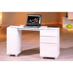 LES TENDANCES Bureau Extensible 1 Porte 3 Tiroirs Laqué Blanc Elias -France Bureau Soldes 2022 40640106 4