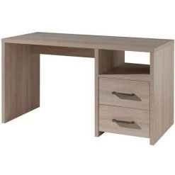 LES TENDANCES Bureau 2 Tiroirs 1 Niche Bois Chêne Clair Aline